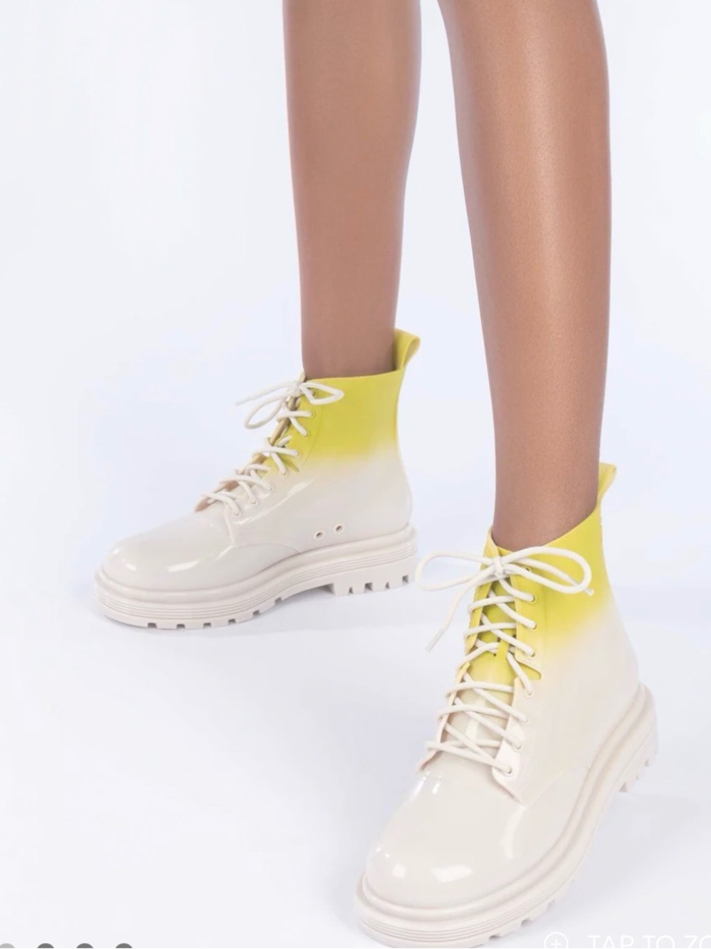 Melissa Coturno Ombré Combat Boots Yellow Size 8